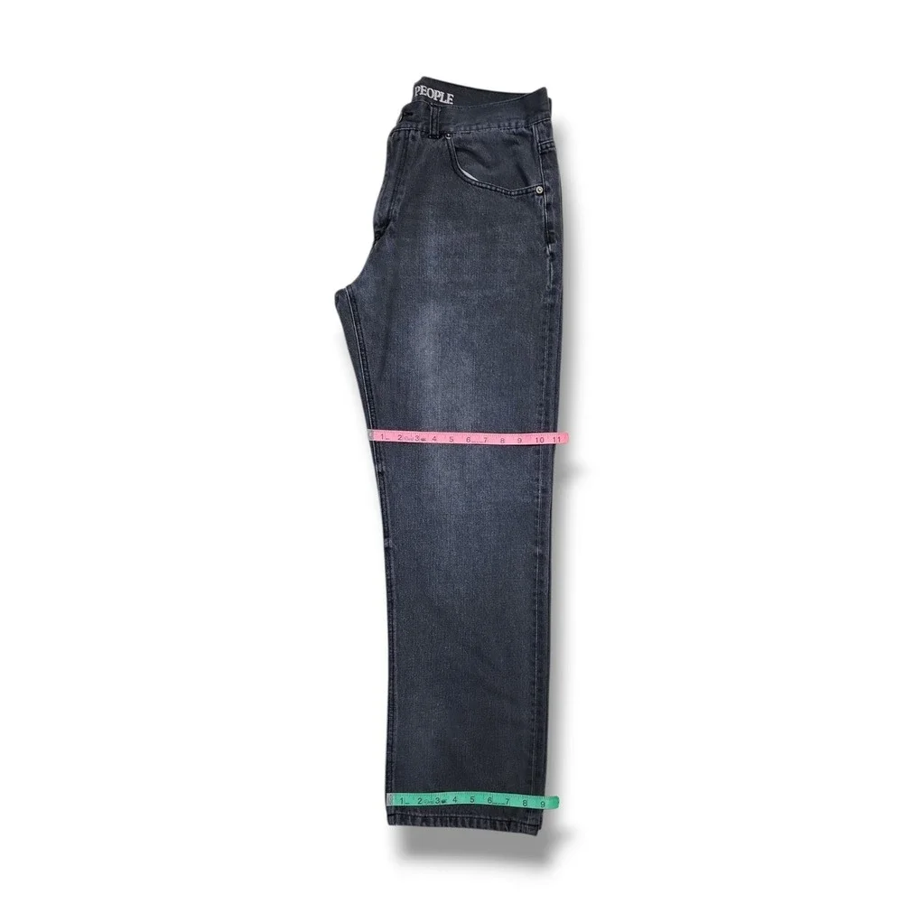 Indigo People Faded Black Baggy Straight‎ Leg Denim Jeans Men's 34x31